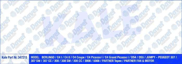 KALE 347215 Fan Motoru Berlingo-C4 I-Ii-Ds4-Ds5-Jumpy-307-308-5008-Partner